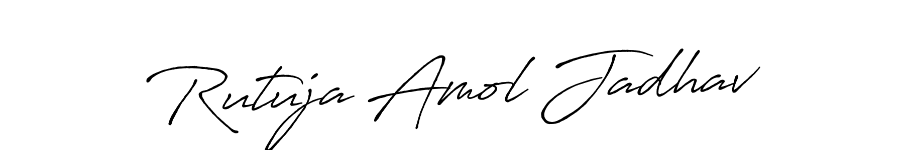Antro_Vectra_Bolder is a professional signature style that is perfect for those who want to add a touch of class to their signature. It is also a great choice for those who want to make their signature more unique. Get Rutuja Amol Jadhav name to fancy signature for free. Rutuja Amol Jadhav signature style 7 images and pictures png