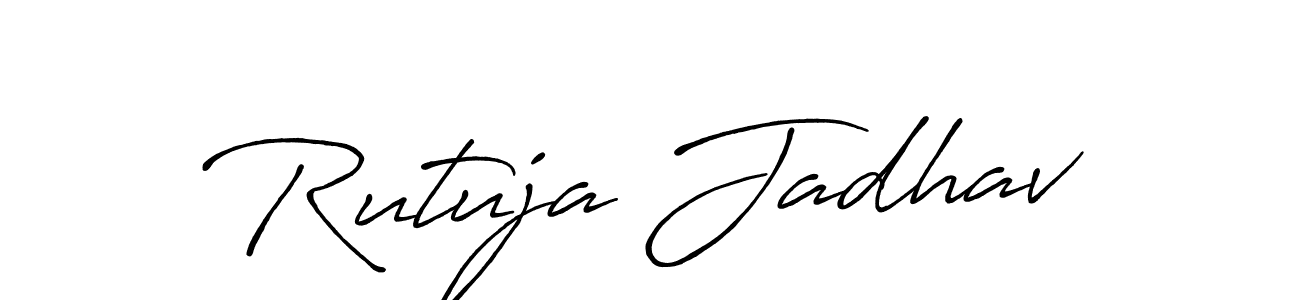 How to make Rutuja Jadhav name signature. Use Antro_Vectra_Bolder style for creating short signs online. This is the latest handwritten sign. Rutuja Jadhav signature style 7 images and pictures png