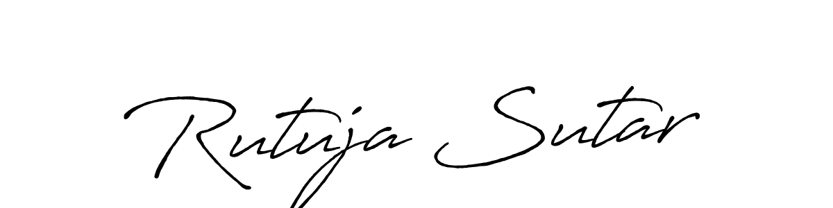 if you are searching for the best signature style for your name Rutuja Sutar. so please give up your signature search. here we have designed multiple signature styles  using Antro_Vectra_Bolder. Rutuja Sutar signature style 7 images and pictures png