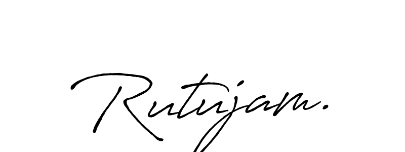 The best way (Antro_Vectra_Bolder) to make a short signature is to pick only two or three words in your name. The name Rutujam. include a total of six letters. For converting this name. Rutujam. signature style 7 images and pictures png