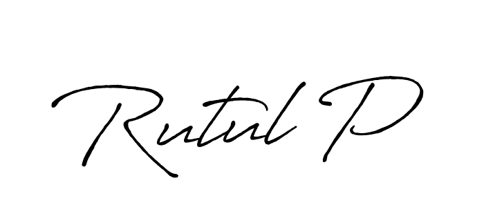 Make a beautiful signature design for name Rutul P. With this signature (Antro_Vectra_Bolder) style, you can create a handwritten signature for free. Rutul P signature style 7 images and pictures png