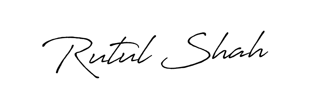 How to make Rutul Shah name signature. Use Antro_Vectra_Bolder style for creating short signs online. This is the latest handwritten sign. Rutul Shah signature style 7 images and pictures png