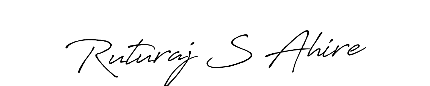 The best way (Antro_Vectra_Bolder) to make a short signature is to pick only two or three words in your name. The name Ruturaj S Ahire include a total of six letters. For converting this name. Ruturaj S Ahire signature style 7 images and pictures png