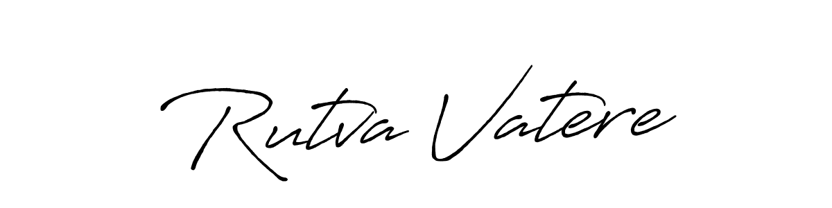 How to make Rutva Vatere name signature. Use Antro_Vectra_Bolder style for creating short signs online. This is the latest handwritten sign. Rutva Vatere signature style 7 images and pictures png