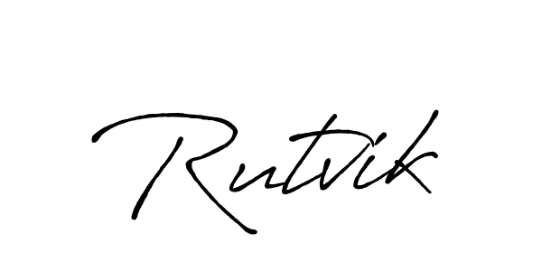 Use a signature maker to create a handwritten signature online. With this signature software, you can design (Antro_Vectra_Bolder) your own signature for name Rutvik. Rutvik signature style 7 images and pictures png