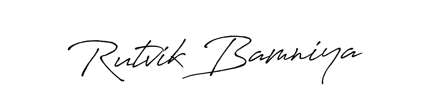 Make a beautiful signature design for name Rutvik Bamniya. With this signature (Antro_Vectra_Bolder) style, you can create a handwritten signature for free. Rutvik Bamniya signature style 7 images and pictures png