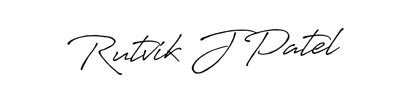 Create a beautiful signature design for name Rutvik J Patel. With this signature (Antro_Vectra_Bolder) fonts, you can make a handwritten signature for free. Rutvik J Patel signature style 7 images and pictures png