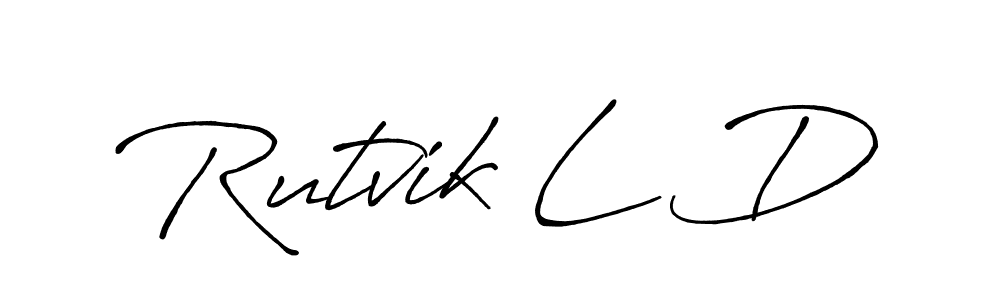 This is the best signature style for the Rutvik L D name. Also you like these signature font (Antro_Vectra_Bolder). Mix name signature. Rutvik L D signature style 7 images and pictures png