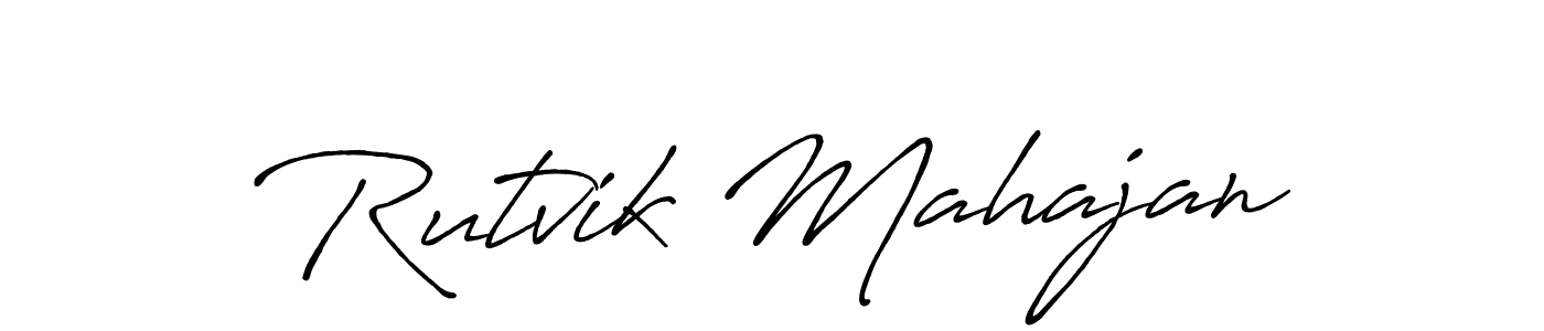 How to make Rutvik Mahajan name signature. Use Antro_Vectra_Bolder style for creating short signs online. This is the latest handwritten sign. Rutvik Mahajan signature style 7 images and pictures png