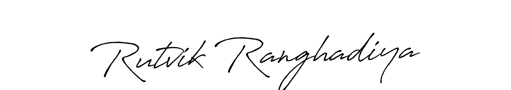 Create a beautiful signature design for name Rutvik Ranghadiya. With this signature (Antro_Vectra_Bolder) fonts, you can make a handwritten signature for free. Rutvik Ranghadiya signature style 7 images and pictures png