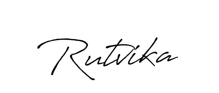 Make a beautiful signature design for name Rutvika. With this signature (Antro_Vectra_Bolder) style, you can create a handwritten signature for free. Rutvika signature style 7 images and pictures png
