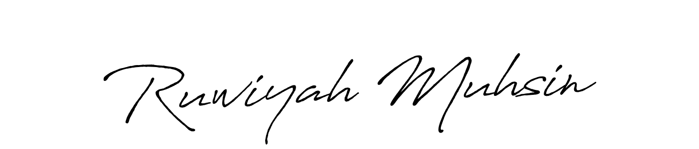 Ruwiyah Muhsin stylish signature style. Best Handwritten Sign (Antro_Vectra_Bolder) for my name. Handwritten Signature Collection Ideas for my name Ruwiyah Muhsin. Ruwiyah Muhsin signature style 7 images and pictures png