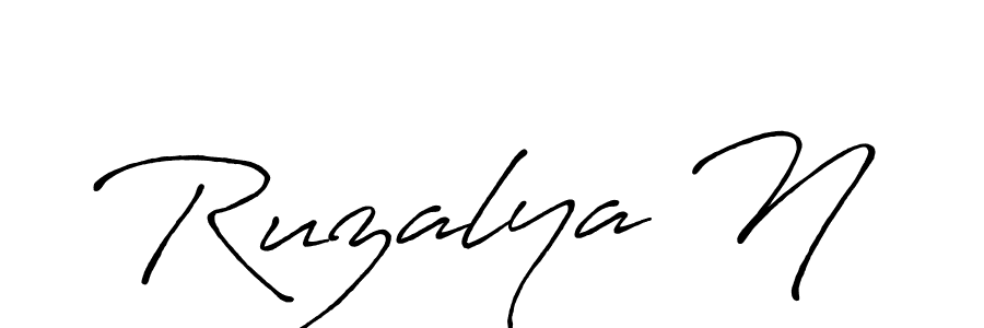 Make a beautiful signature design for name Ruzalya N. With this signature (Antro_Vectra_Bolder) style, you can create a handwritten signature for free. Ruzalya N signature style 7 images and pictures png