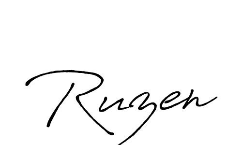 How to make Ruzen signature? Antro_Vectra_Bolder is a professional autograph style. Create handwritten signature for Ruzen name. Ruzen signature style 7 images and pictures png