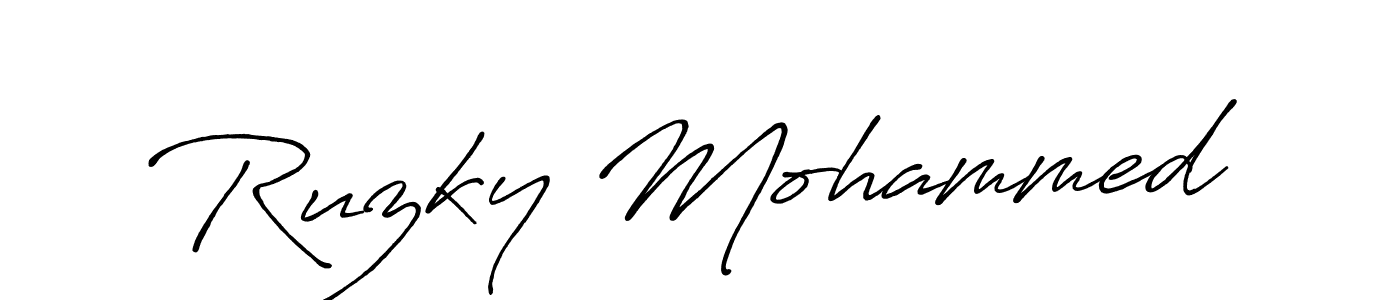 Design your own signature with our free online signature maker. With this signature software, you can create a handwritten (Antro_Vectra_Bolder) signature for name Ruzky Mohammed. Ruzky Mohammed signature style 7 images and pictures png