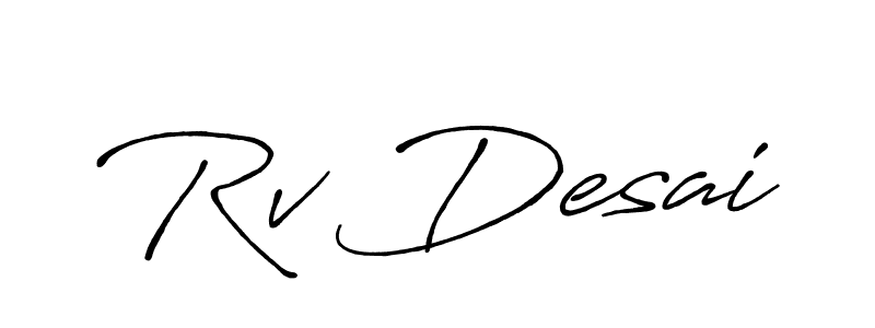 Design your own signature with our free online signature maker. With this signature software, you can create a handwritten (Antro_Vectra_Bolder) signature for name Rv Desai. Rv Desai signature style 7 images and pictures png