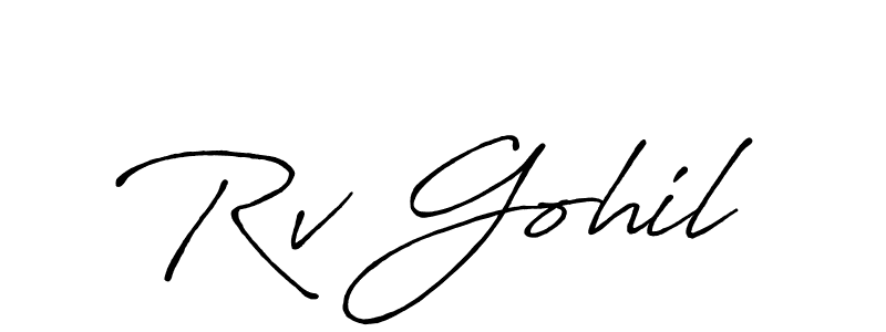 Use a signature maker to create a handwritten signature online. With this signature software, you can design (Antro_Vectra_Bolder) your own signature for name Rv Gohil. Rv Gohil signature style 7 images and pictures png