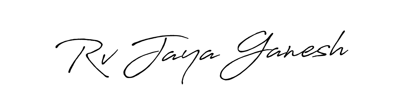 Create a beautiful signature design for name Rv Jaya Ganesh. With this signature (Antro_Vectra_Bolder) fonts, you can make a handwritten signature for free. Rv Jaya Ganesh signature style 7 images and pictures png