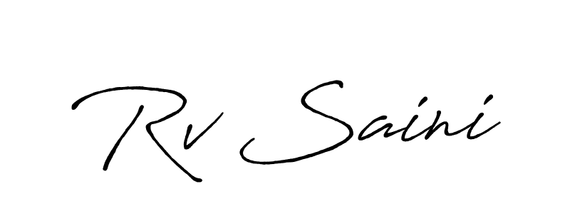 if you are searching for the best signature style for your name Rv Saini. so please give up your signature search. here we have designed multiple signature styles  using Antro_Vectra_Bolder. Rv Saini signature style 7 images and pictures png