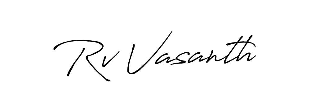 Create a beautiful signature design for name Rv Vasanth. With this signature (Antro_Vectra_Bolder) fonts, you can make a handwritten signature for free. Rv Vasanth signature style 7 images and pictures png