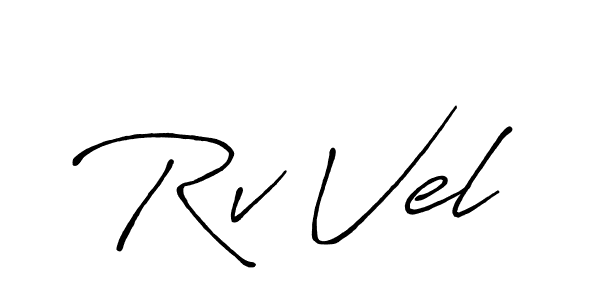 Create a beautiful signature design for name Rv Vel. With this signature (Antro_Vectra_Bolder) fonts, you can make a handwritten signature for free. Rv Vel signature style 7 images and pictures png