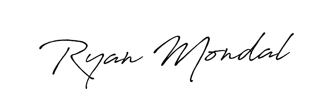 Ryan Mondal stylish signature style. Best Handwritten Sign (Antro_Vectra_Bolder) for my name. Handwritten Signature Collection Ideas for my name Ryan Mondal. Ryan Mondal signature style 7 images and pictures png