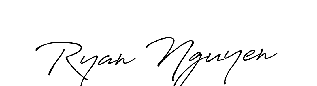 How to make Ryan Nguyen name signature. Use Antro_Vectra_Bolder style for creating short signs online. This is the latest handwritten sign. Ryan Nguyen signature style 7 images and pictures png