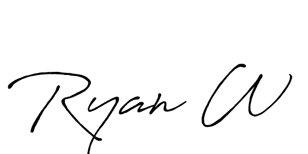 if you are searching for the best signature style for your name Ryan W. so please give up your signature search. here we have designed multiple signature styles  using Antro_Vectra_Bolder. Ryan W signature style 7 images and pictures png