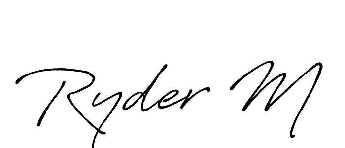 Ryder M stylish signature style. Best Handwritten Sign (Antro_Vectra_Bolder) for my name. Handwritten Signature Collection Ideas for my name Ryder M. Ryder M signature style 7 images and pictures png