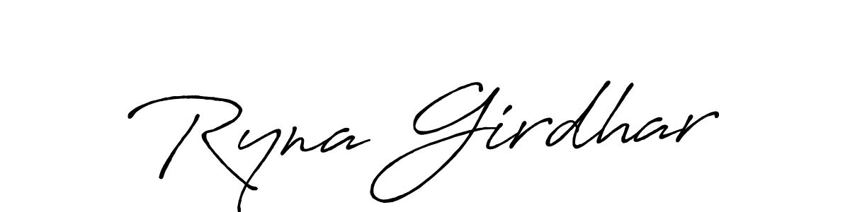 Antro_Vectra_Bolder is a professional signature style that is perfect for those who want to add a touch of class to their signature. It is also a great choice for those who want to make their signature more unique. Get Ryna Girdhar name to fancy signature for free. Ryna Girdhar signature style 7 images and pictures png