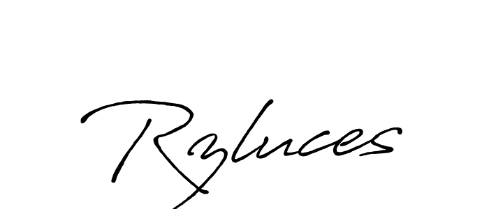 How to make Rzluces signature? Antro_Vectra_Bolder is a professional autograph style. Create handwritten signature for Rzluces name. Rzluces signature style 7 images and pictures png