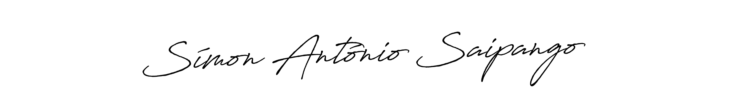 The best way (Antro_Vectra_Bolder) to make a short signature is to pick only two or three words in your name. The name Símon António Saipango include a total of six letters. For converting this name. Símon António Saipango signature style 7 images and pictures png