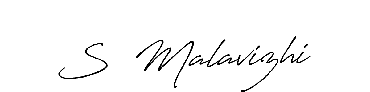 The best way (Antro_Vectra_Bolder) to make a short signature is to pick only two or three words in your name. The name S  Malavizhi include a total of six letters. For converting this name. S  Malavizhi signature style 7 images and pictures png