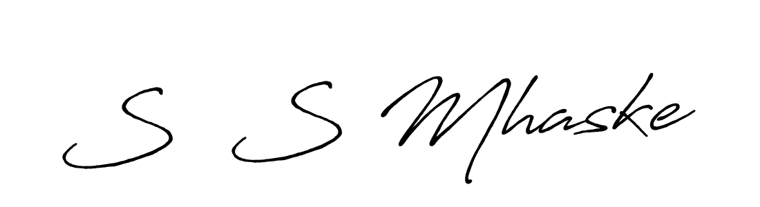 The best way (Antro_Vectra_Bolder) to make a short signature is to pick only two or three words in your name. The name S  S Mhaske include a total of six letters. For converting this name. S  S Mhaske signature style 7 images and pictures png