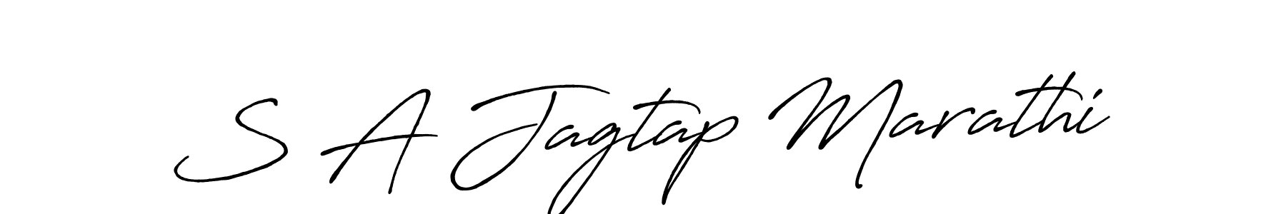 The best way (Antro_Vectra_Bolder) to make a short signature is to pick only two or three words in your name. The name S A Jagtap Marathi include a total of six letters. For converting this name. S A Jagtap Marathi signature style 7 images and pictures png