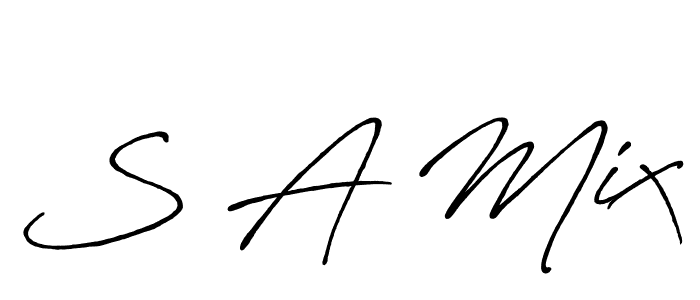 The best way (Antro_Vectra_Bolder) to make a short signature is to pick only two or three words in your name. The name S A Mix include a total of six letters. For converting this name. S A Mix signature style 7 images and pictures png