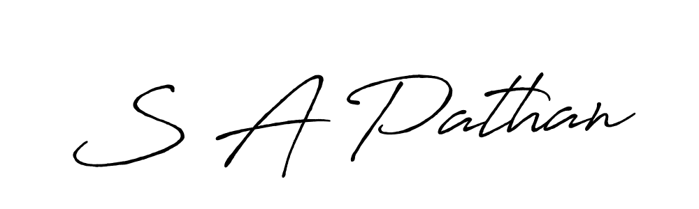 The best way (Antro_Vectra_Bolder) to make a short signature is to pick only two or three words in your name. The name S A Pathan include a total of six letters. For converting this name. S A Pathan signature style 7 images and pictures png