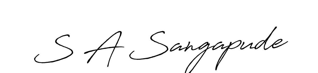 if you are searching for the best signature style for your name S A Sangapude. so please give up your signature search. here we have designed multiple signature styles  using Antro_Vectra_Bolder. S A Sangapude signature style 7 images and pictures png