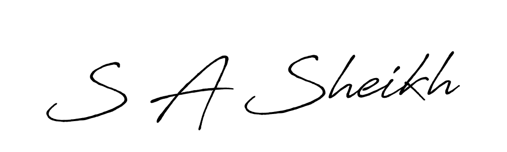 The best way (Antro_Vectra_Bolder) to make a short signature is to pick only two or three words in your name. The name S A Sheikh include a total of six letters. For converting this name. S A Sheikh signature style 7 images and pictures png