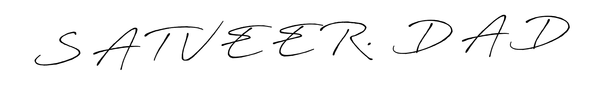 The best way (Antro_Vectra_Bolder) to make a short signature is to pick only two or three words in your name. The name S A T V E E R.  D A D include a total of six letters. For converting this name. S A T V E E R.  D A D signature style 7 images and pictures png