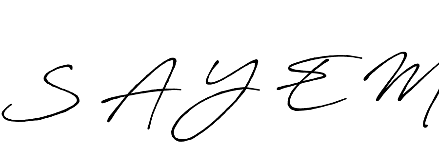 How to make S A Y E M name signature. Use Antro_Vectra_Bolder style for creating short signs online. This is the latest handwritten sign. S A Y E M signature style 7 images and pictures png