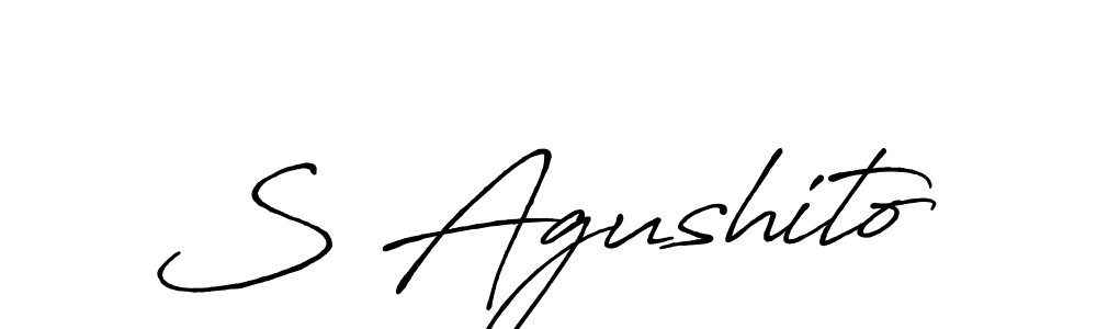 Use a signature maker to create a handwritten signature online. With this signature software, you can design (Antro_Vectra_Bolder) your own signature for name S Agushito. S Agushito signature style 7 images and pictures png