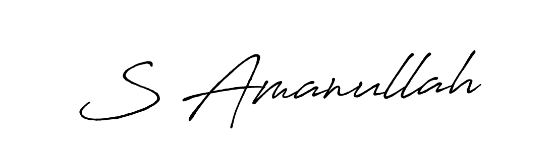 if you are searching for the best signature style for your name S Amanullah. so please give up your signature search. here we have designed multiple signature styles  using Antro_Vectra_Bolder. S Amanullah signature style 7 images and pictures png