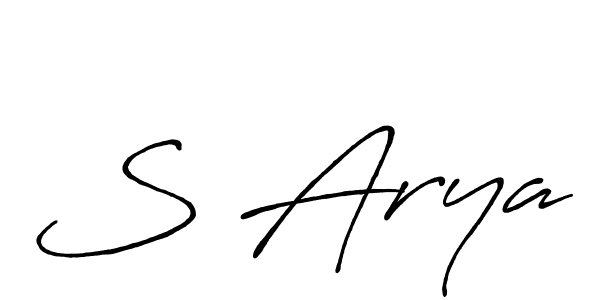 Make a beautiful signature design for name S Arya. With this signature (Antro_Vectra_Bolder) style, you can create a handwritten signature for free. S Arya signature style 7 images and pictures png