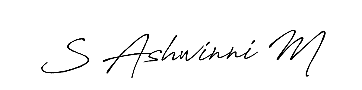 Use a signature maker to create a handwritten signature online. With this signature software, you can design (Antro_Vectra_Bolder) your own signature for name S Ashwinni M. S Ashwinni M signature style 7 images and pictures png