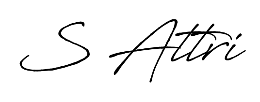 Try this chic S Attri handwritten sign style. Using Antro_Vectra_Bolder font elements, it gives your name a sleek, memorable identity. S Attri signature style 7 images and pictures png