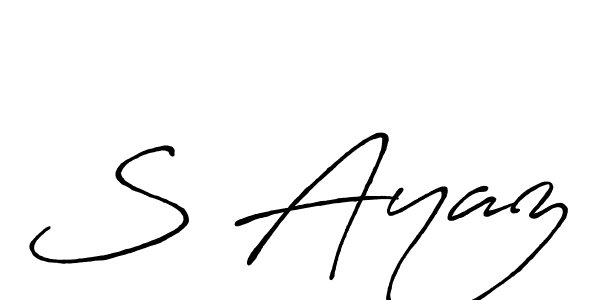 if you are searching for the best signature style for your name S Ayaz. so please give up your signature search. here we have designed multiple signature styles  using Antro_Vectra_Bolder. S Ayaz signature style 7 images and pictures png