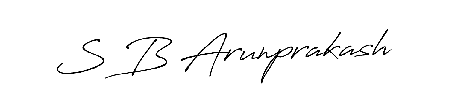 How to make S B Arunprakash name signature. Use Antro_Vectra_Bolder style for creating short signs online. This is the latest handwritten sign. S B Arunprakash signature style 7 images and pictures png