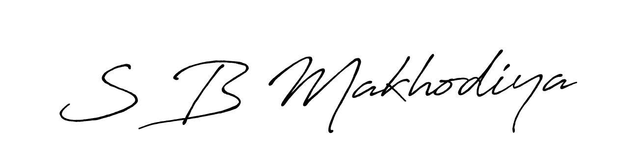 Use a signature maker to create a handwritten signature online. With this signature software, you can design (Antro_Vectra_Bolder) your own signature for name S B Makhodiya. S B Makhodiya signature style 7 images and pictures png