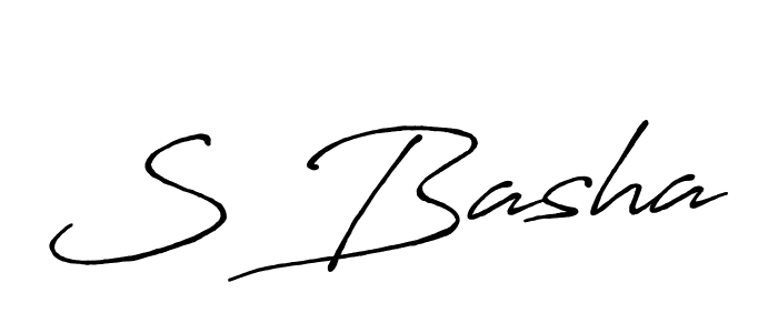 Make a beautiful signature design for name S Basha. With this signature (Antro_Vectra_Bolder) style, you can create a handwritten signature for free. S Basha signature style 7 images and pictures png